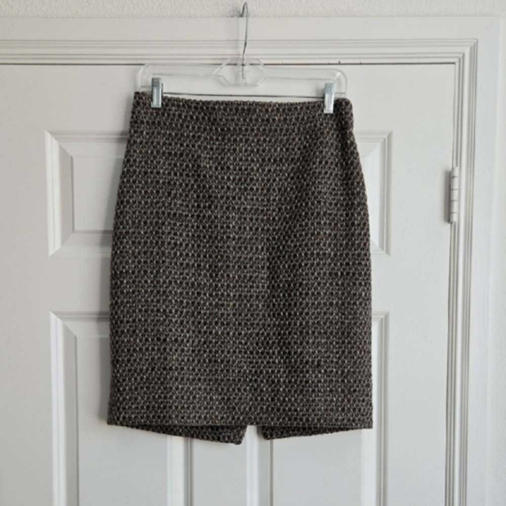 J. Crew Black and Gray Textured Pencil Skirt